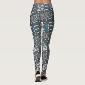 Modernes monochromes Tribal Geometric-Muster Leggings (Rückseite)