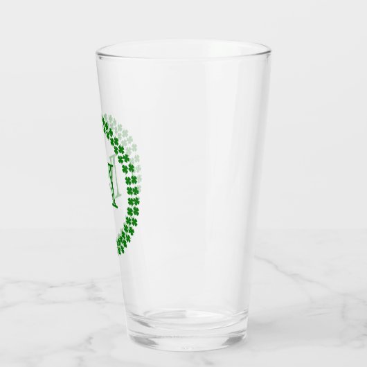 Modernes Monogram 4 Leaf Clover Green Kleeblatt Glas (Links)