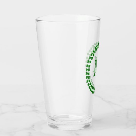 Modernes Monogram 4 Leaf Clover Green Kleeblatt Glas (Rechts)