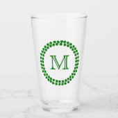 Modernes Monogram 4 Leaf Clover Green Kleeblatt Glas (Vorderseite)