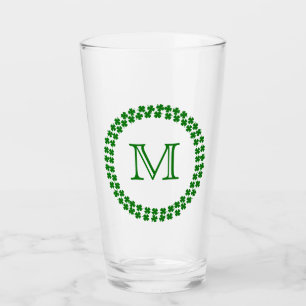 Modernes Monogram 4 Leaf Clover Green Kleeblatt Glas