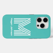 Modernes Monogram Aqua Case-Mate iPhone Hülle (Rückseite (Horizontal))