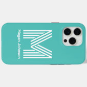 Modernes Monogram Aqua Case-Mate iPhone Hülle (Rückseite (Horizontal))