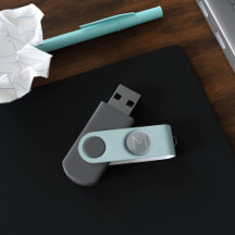 Modernes Monogram Aquamarin Graues USB Flash Laufw