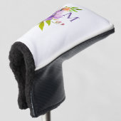 Modernes Monogram-Aquarelllavender Floral Golf Headcover (3/4 Vorderseite)