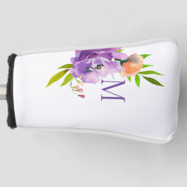 Modernes Monogram-Aquarelllavender Floral Golf Headcover