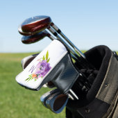 Modernes Monogram-Aquarelllavender Floral Golf Headcover (In Situ)