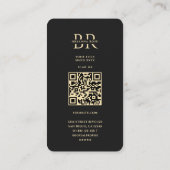 Modernes Monogram B Ästhetik Floral Black Gold Visitenkarte (Rückseite)