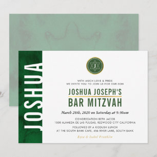 MODERNES MONOGRAM BAR MITZVAH-Bar-Goldgold Einladung