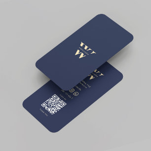 Modernes Monogram Berufliches Logo W Dark Blue Visitenkarte