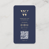Modernes Monogram Berufliches Logo W Dark Blue Visitenkarte (Rückseite)