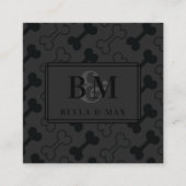 Modernes Monogram Black auf Black Dog Bone Pattern Quadratische Visitenkarte (Vorderseite)