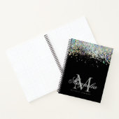 Modernes Monogram Black Glitzer Dot Grid Journal Notizblock (Innenseite)