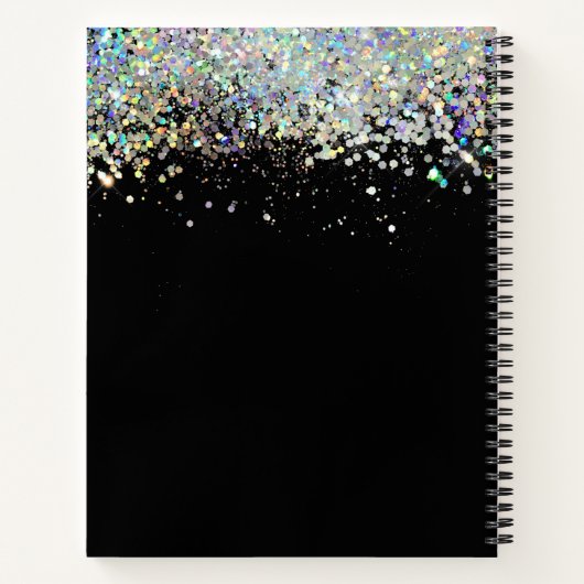 Modernes Monogram Black Glitzer Dot Grid Journal Notizblock (Rückseite)