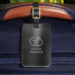 Modernes Monogram Black Gray Glam Metallic Gepäckanhänger<br><div class="desc">Eleganter,  moderner,  Mit Monogramm,  schwarz-grauer Bag-Tag</div>