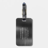 Modernes Monogram Black Gray Glam Metallic Gepäckanhänger (Rückseite vertikal)