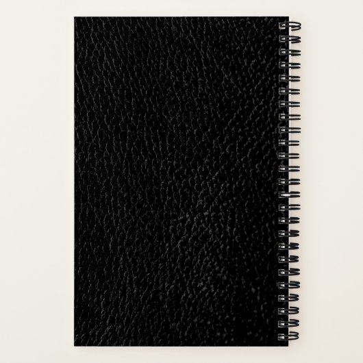 Modernes Monogram Black Leather Spiral Notebook Notizblock (Rückseite)