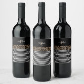 Modernes Monogram Black Leopard Print Wine Label Weinetikett (Flaschen)