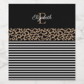 Modernes Monogram Black Leopard Print Wine Label Weinetikett (Einzelnes Label)