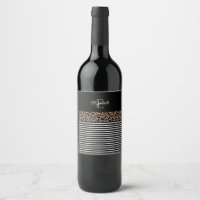 Modernes Monogram Black Leopard Print Wine Label