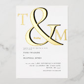 Modernes Monogram Black & White Wedding Gold Folieneinladung (Vorderseite)