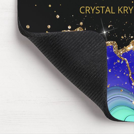 Modernes Monogram Blue Green Agate Glitzer Noteboo Mousepad (Ecke)