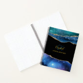 Modernes Monogram Blue Green Agate Glitzer Noteboo Notizblock (Innenseite)