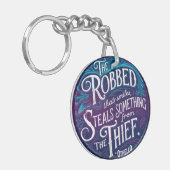 Modernes Monogram Blue Inspirational Quote Elegant Schlüsselanhänger (Vorderseite links)