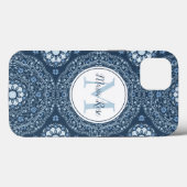 Modernes Monogram Blue Simple Mandala Custom Case-Mate iPhone Hülle (Rückseite (Horizontal))
