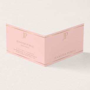 Modernes Monogram Blush Pink Gold Minimalistisches Visitenkarten