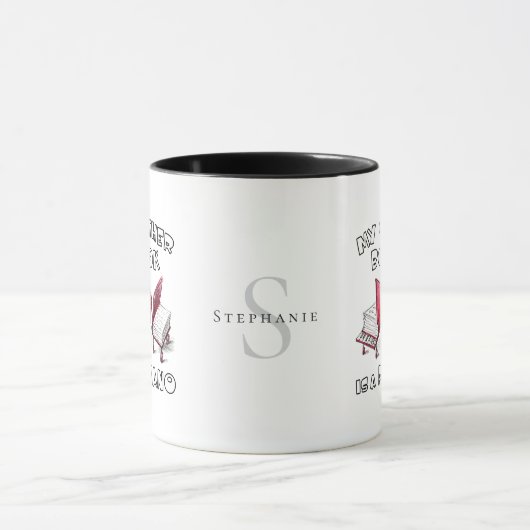 Modernes Monogram Book Piano Zeichne Personalisier Tasse (Zentrum)