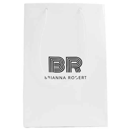 Modernes Monogram-Branding-Logo Mittlere Geschenktüte (Vorderseite)