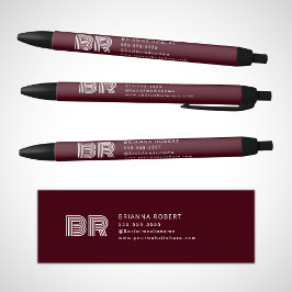 Modernes Monogram-Branding-Logo Stilvoll Burgund Kugelschreiber