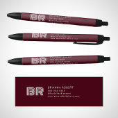 Modernes Monogram-Branding-Logo Stilvoll Burgund Kugelschreiber