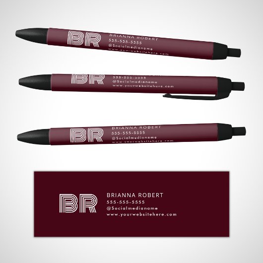 Modernes Monogram-Branding-Logo Stilvoll Burgund Kugelschreiber