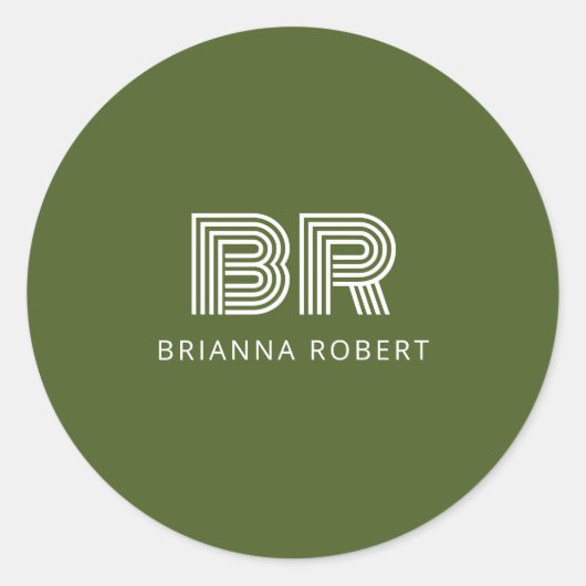 Modernes Monogram-Branding-Logo Stilvoll grün Runder Aufkleber (Vorderseite)