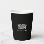 Modernes Monogram-Branding-Logo Stilvoll schwarz Pappbecher (Rückseite)