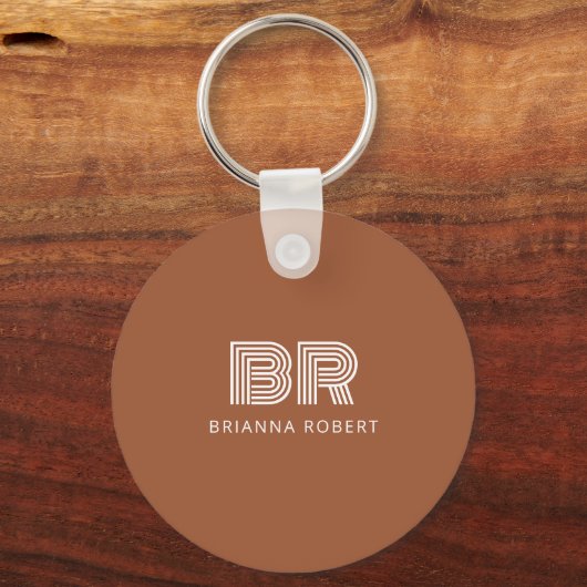 Modernes Monogram-Branding-Logo Stilvoll Terracott Schlüsselanhänger (Vorderseite)