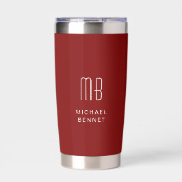 Modernes Monogram Burgundy Thermobecher
