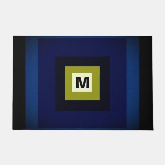 Modernes Monogram Chic Elegantes Blue Design Fußmatte (Vorderseite)