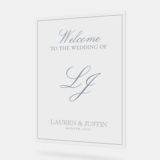 Modernes Monogram Classic Dusty Blue Script Willko Acrylschild (Winkel)