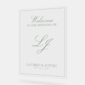 Modernes Monogram Classic Sage Green Script Willko Acrylschild (Winkel)