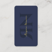 Modernes Monogram Dark Blue Gold Beruflich Visitenkarte (Vorderseite)