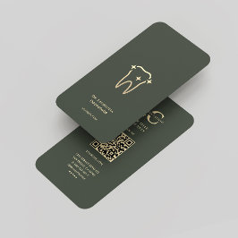 Modernes Monogram Dark Green Gold Dentist Visitenkarte