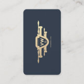 Modernes Monogram Drone Pilot Dunkelblau Gold Visitenkarte (Vorderseite)