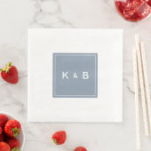 Modernes Monogram Dustblau-Weiß-Abendessen Serviette (Beispiel)