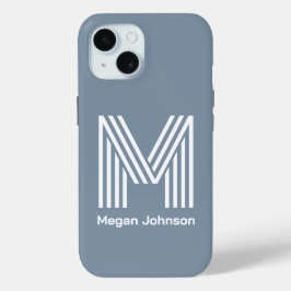 Modernes Monogram Dusty Blue Case-Mate iPhone Hülle