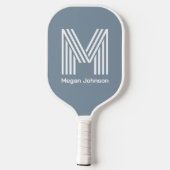 Modernes Monogram Dusty Blue Pickleball Paddel Schläger (Rückseite)