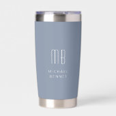 Modernes Monogram Dusty Blue Thermobecher (Vorderseite)
