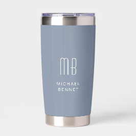 Modernes Monogram Dusty Blue Thermobecher